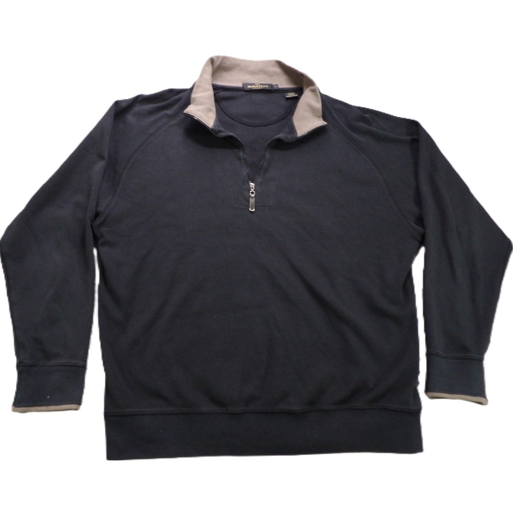 Bugatchi Uomo Quarter Zip Pullover Sweater 100% Pima Cotton Men Large Navy Blue